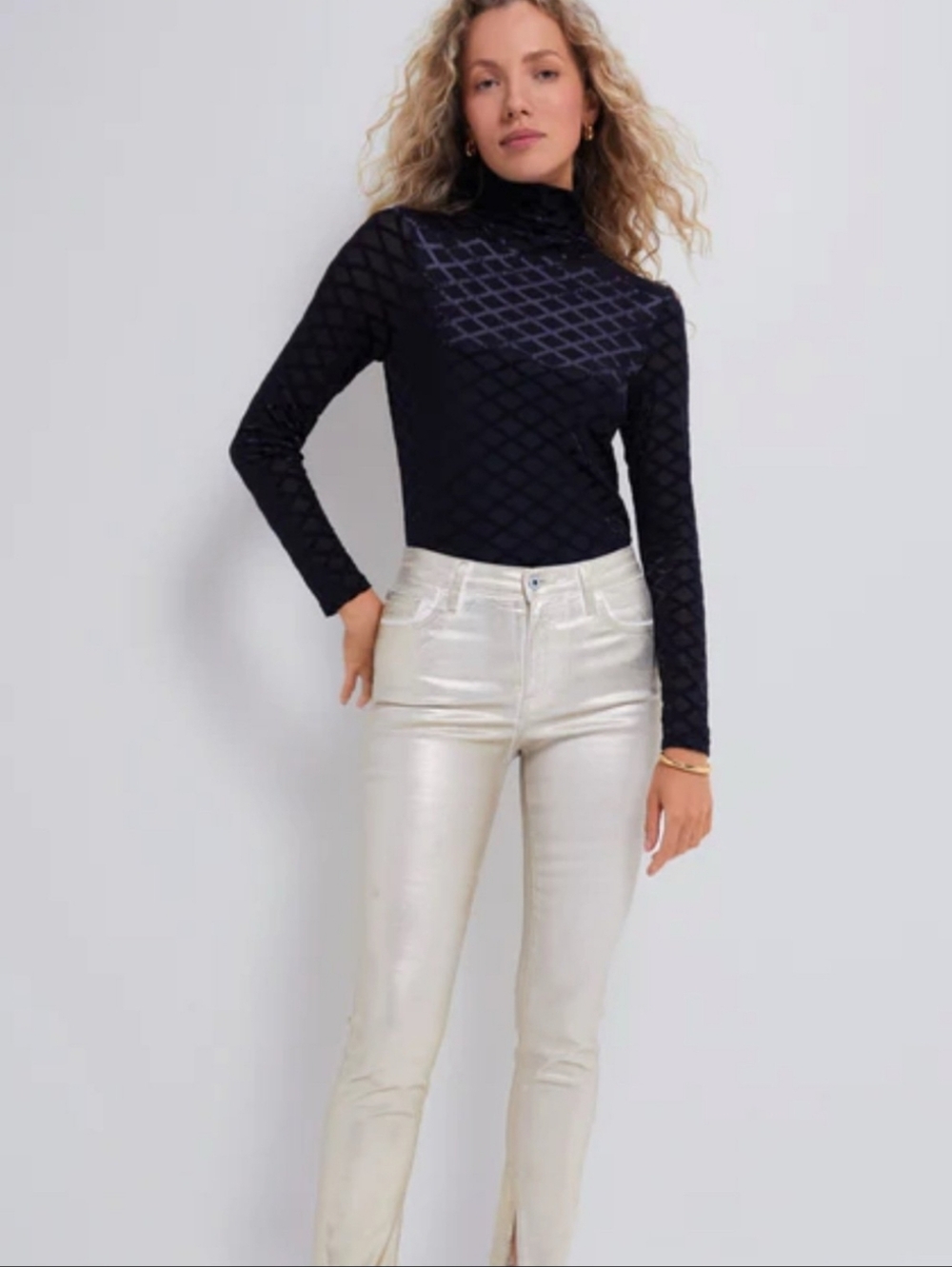 Tuckernuck Black Velvet Burnout Mally Turtleneck